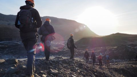 group on glacier hike in iceland