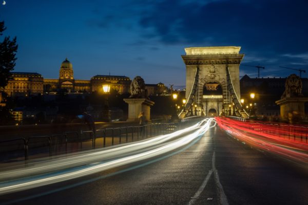 headlights going over a bridge in hungary