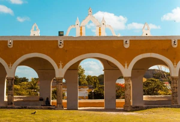 yellow buildings in yucatan mexico