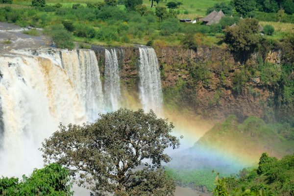 waterfall and rainbow in ethiopia