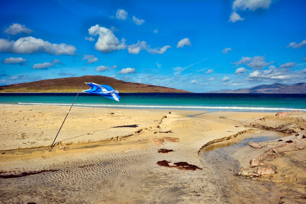 blue sea and beach in scotland