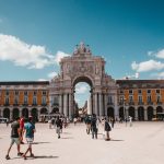 main square and archway in lisbon