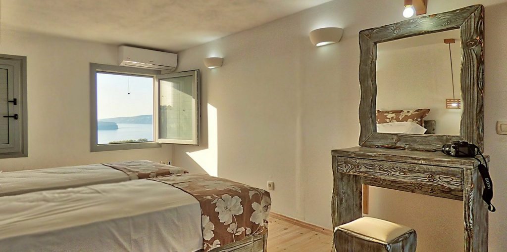 double room in a hotel in santorini greece