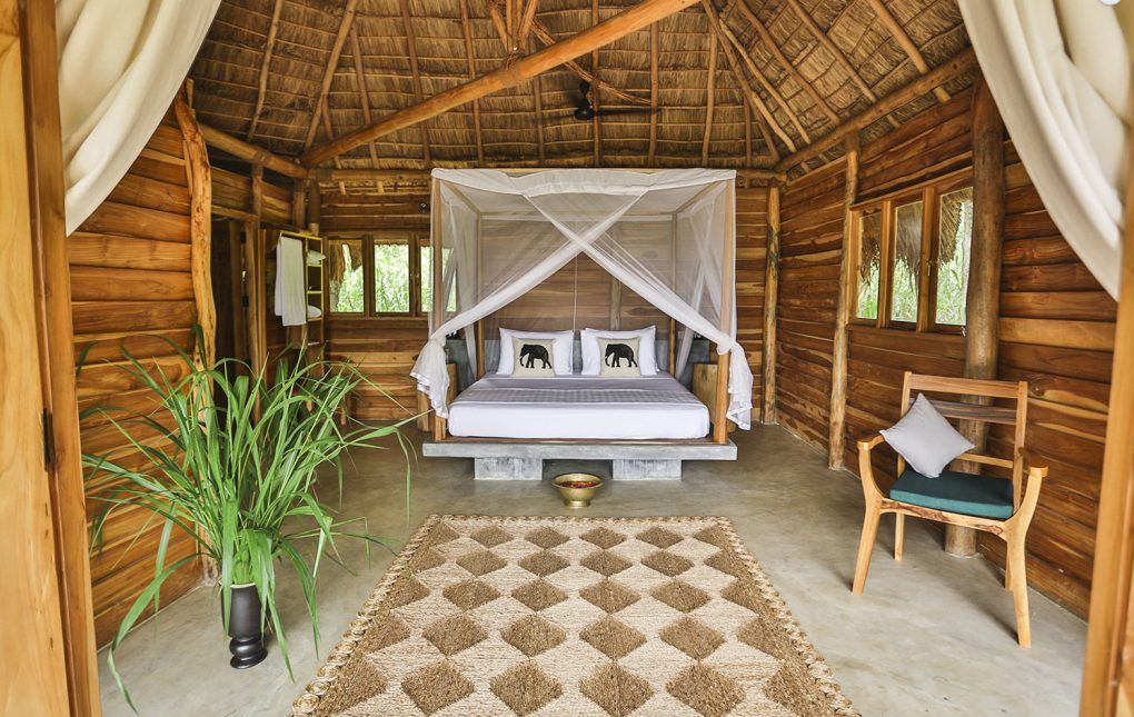 double bed in a lodge in sri lanka