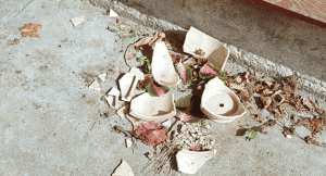 Broken pots on the streets of Greece for their easter tradition