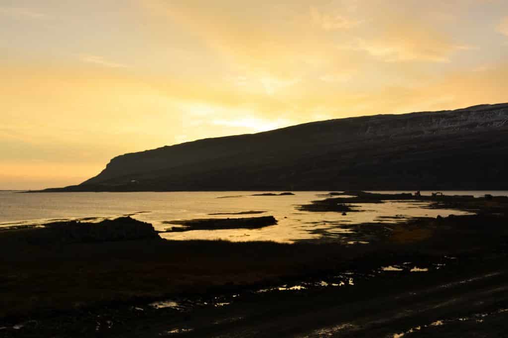 westfjords at sunset in iceland