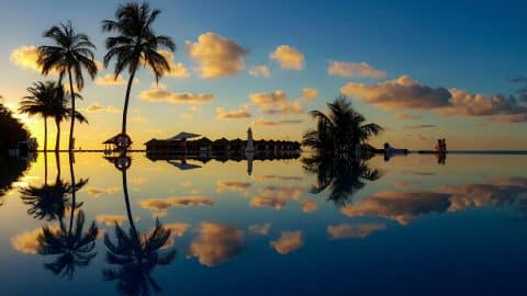 view of a sunset in the maldives