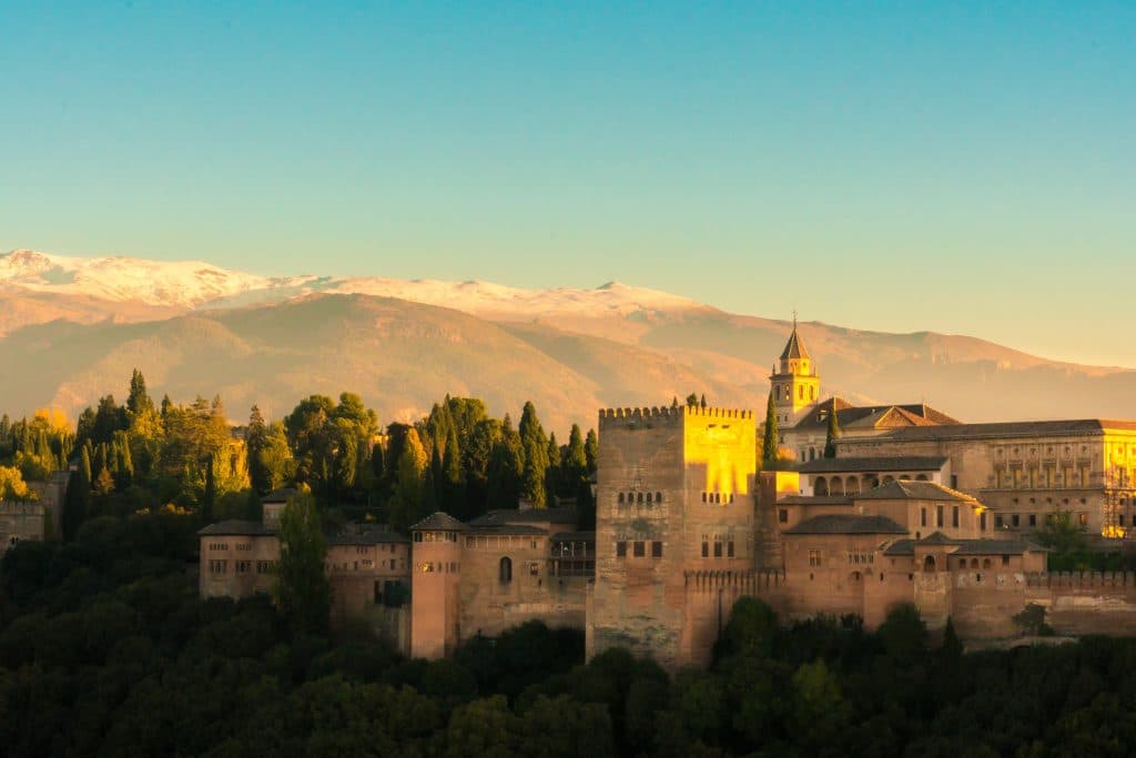 castle and mountains in granada