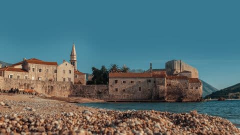 beach and church in montenegro