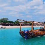 boat and beach in zanzibar