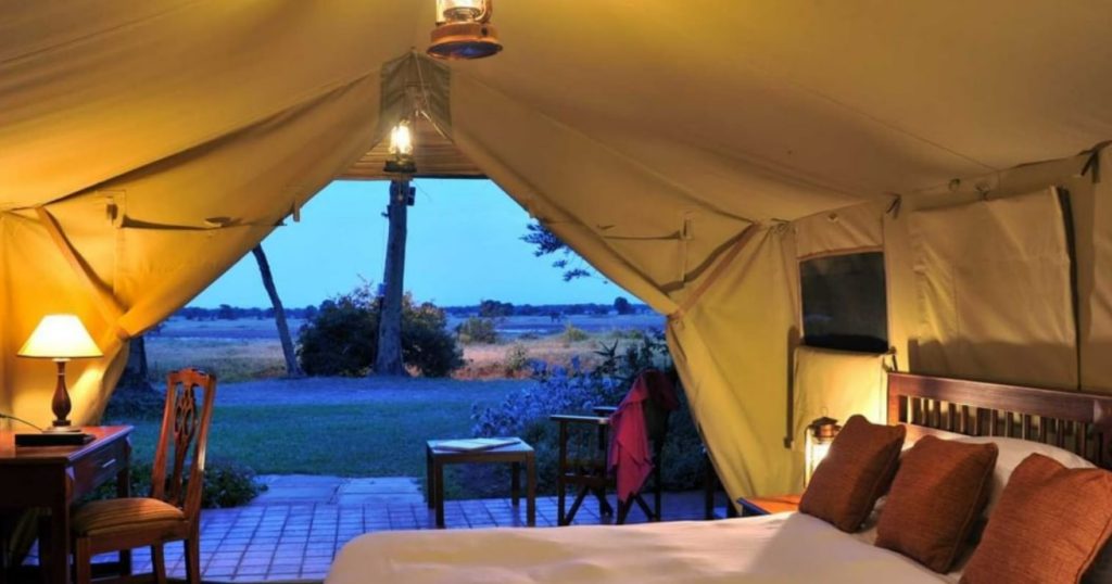 view from a luxury safari tent in kenya