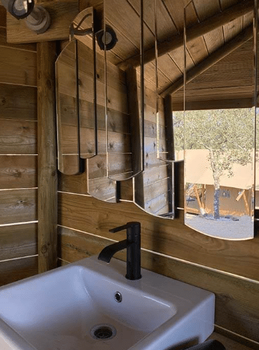 Glamping tent with shared bathroom