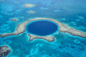 The great blue hole in the sea surrounding Belize