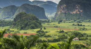 landscape view of Cuba with mountains in the background