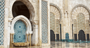 Ornate exterior brass door of Hassan II Mosque in Casablanca Mosque