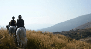 Two riders in the Grenada mountains in Spain