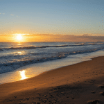 Sandy beach at sunset in Valencia