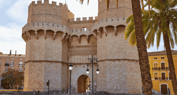 Beautiful castle with turrets in Valencia, Spain