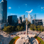 View of the famous angel of independence column in Mexico city