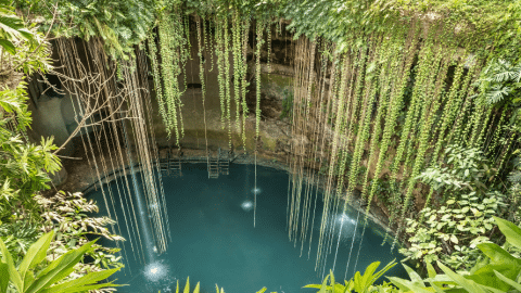 Natural spring in a cave in Yucatan