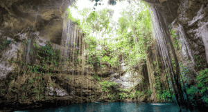 Cenote cave lake landscape view, Chichen Itza, Mexico