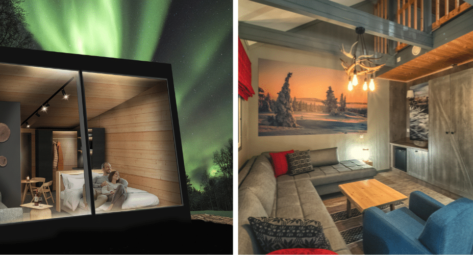 Wilderness room with loft with one night in Arctic Glass Suite
