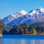 view over a forest with mountains in the background in Argentina