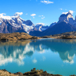 image of the Chilean landscape with a lake and mountains in the background
