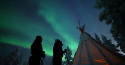 Northern Lights with Snowshoes image